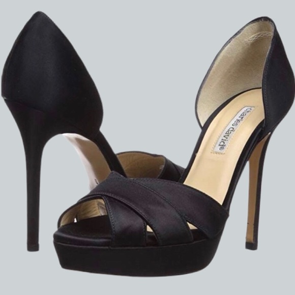 Charles David Shoes - Charles David Black Satin Seduction Platform Heels